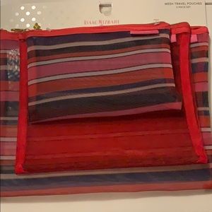 Isaac Mizrahi Mesh Travel Pouch (Red/Strips)